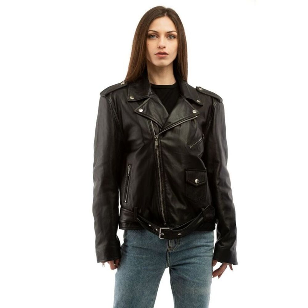 Moschino Black Polyester Leather Women's Jacket